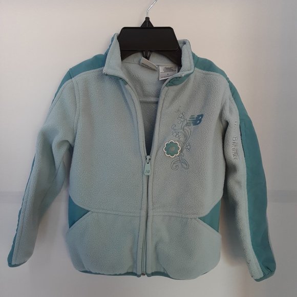New Balance Girl's Size 6 Blue‎ Floral Full Zip Fleece Jacket - Picture 1 of 11